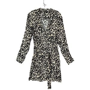 Top Shop Women Shirt Dress Sz 10 Cheetah Animal Print Mob Wife Workwear